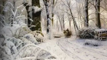 Un alto en el bosque mientras nieva (otra versión)